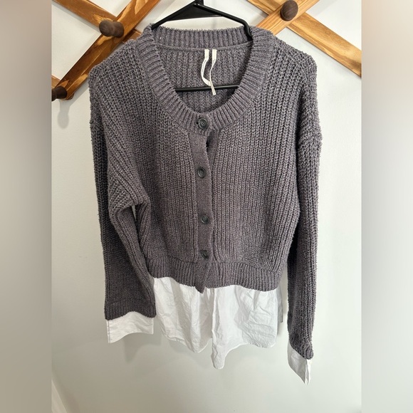 EUC-By Anthropologie Cropped Twofer Cardigan Sweater - Picture 1 of 8